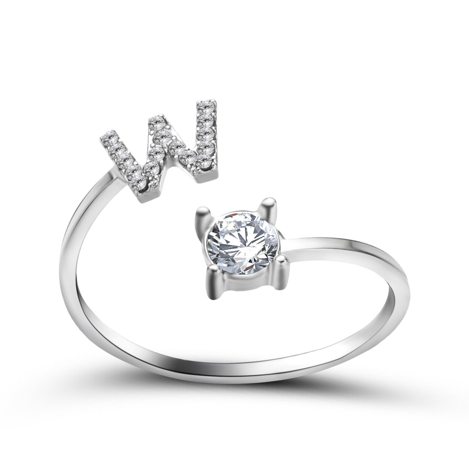 Anillo Ajustable con Inicial — Joyería de Moda para Mujer, Diseño Elegante y Simple, 26 Letras Disponibles