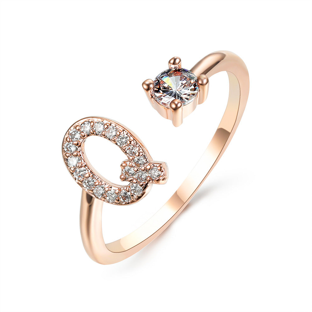 Anillo Ajustable con Inicial — Joyería de Moda para Mujer, Diseño Elegante y Simple, 26 Letras Disponibles
