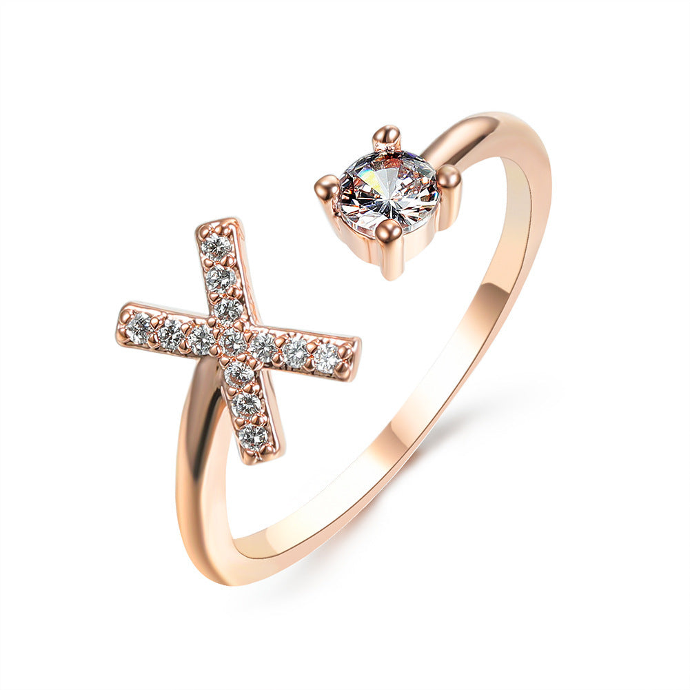 Anillo Ajustable con Inicial — Joyería de Moda para Mujer, Diseño Elegante y Simple, 26 Letras Disponibles