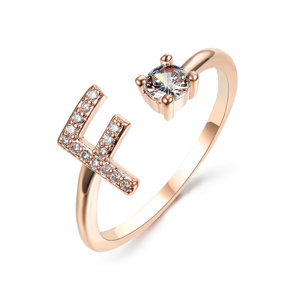 Anillo Ajustable con Inicial — Joyería de Moda para Mujer, Diseño Elegante y Simple, 26 Letras Disponibles