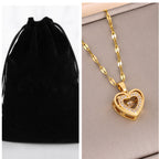 Amor de Doble Capa" con Circonitas — Colgante de Acero Titanio, Joyería de Moda para Mujer, Regalo Ideal para San Valentín
