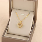 Amor de Doble Capa" con Circonitas — Colgante de Acero Titanio, Joyería de Moda para Mujer, Regalo Ideal para San Valentín